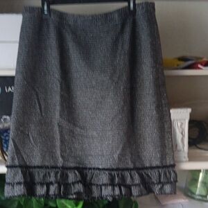 Talbots Gray Pencil Skirt with Ruffle Detail